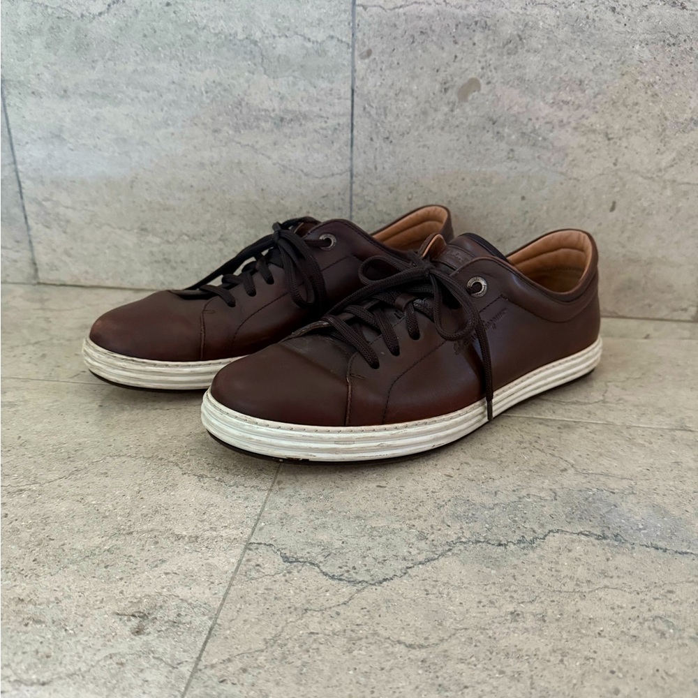 Men's Ferragamo Brown Leather Sneaker Size 9EE
